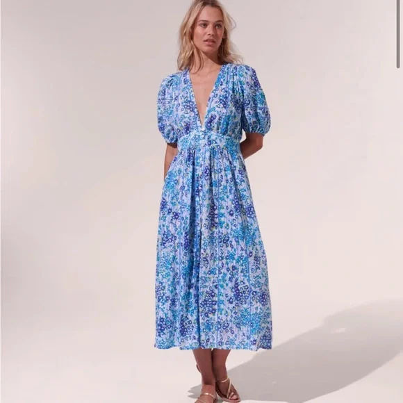 Poupette St. Barth | Dresses | Reine Midi Dress In Blue Aquarellepoupette St Barth M | Poshmark Poupette St. Barth | Dresses | Reine Midi Dress In Blue Aquarellepoupette St Barth M | Poshmark